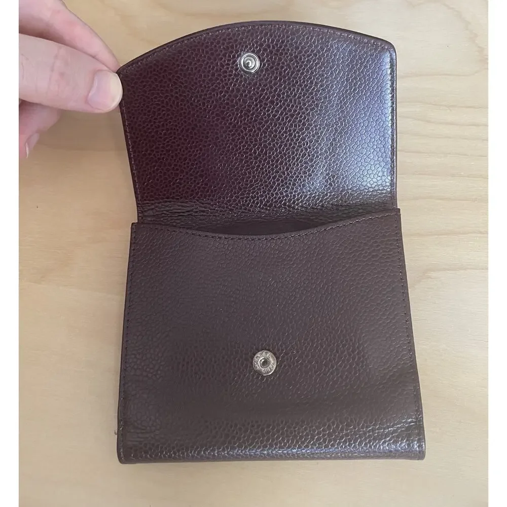 Chanel NEW Wallet Caviar Brown Leather CC Logo Bifold with Coin Pouch Timeless